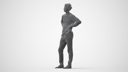 3D human model man casual standing, photogrammetry scanned person for archviz, square thumbnail