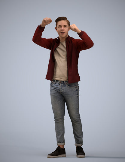 realistic 3D human boy casual kids, archviz people FBX OBJ for Blender