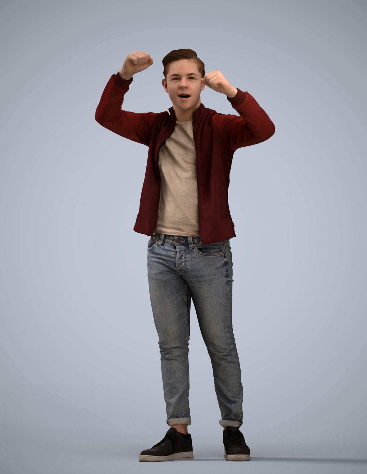 realistic 3D human boy casual kids, archviz people FBX OBJ for Blender