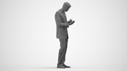 realistic 3D human man business, archviz people FBX OBJ for Blender, wireframe side view