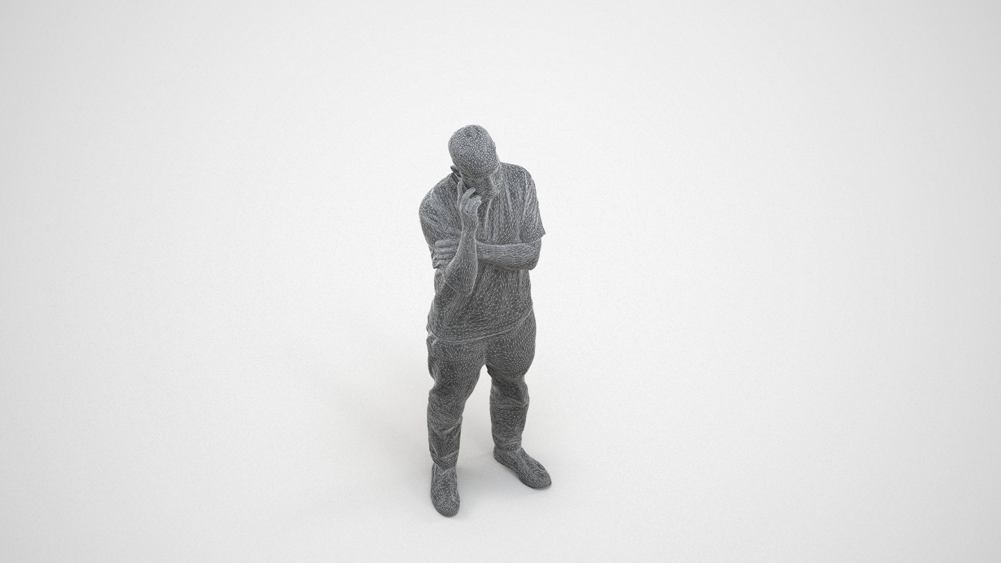 realistic 3D people man casual standing, render-ready for V-Ray and Corona, FBX OBJ, wireframe three-quarter view