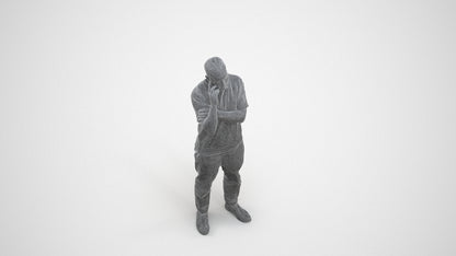 realistic 3D people man casual standing, render-ready for V-Ray and Corona, FBX OBJ, wireframe three-quarter view