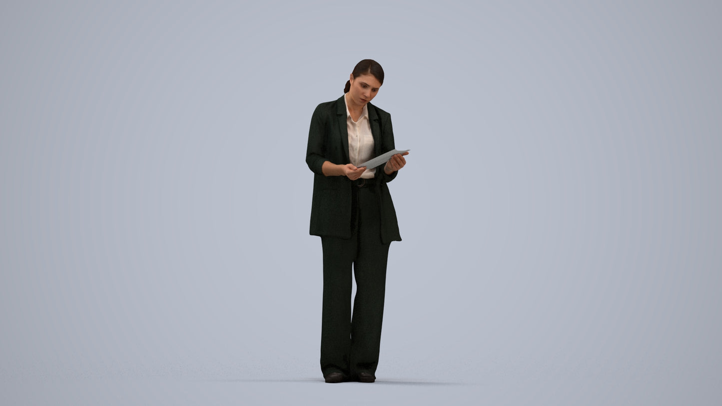 realistic 3D people woman business, render-ready for V-Ray and Corona, FBX OBJ, standing pose render