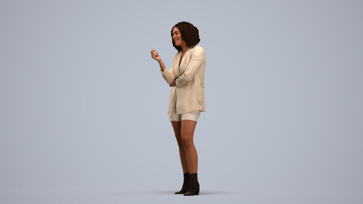 scanned 3D woman business standing, photogrammetry people for Enscape and V-Ray, standing pose render
