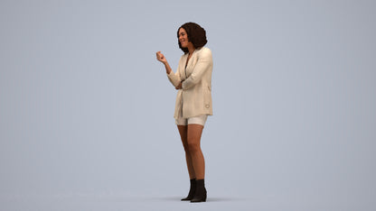 scanned 3D woman business standing, photogrammetry people for Enscape and V-Ray, standing pose render