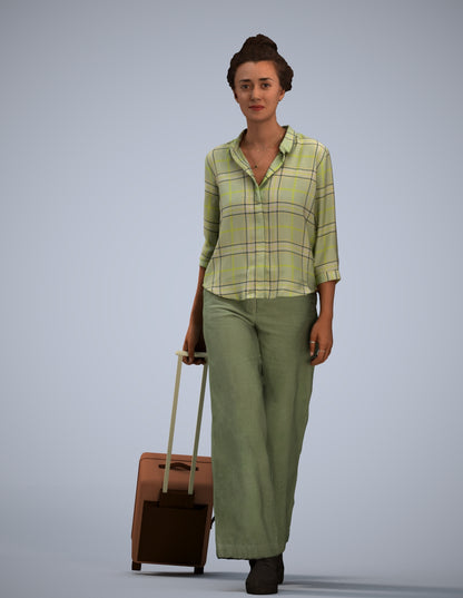 photogrammetry 3D woman casual walking, realistic human model archviz FBX