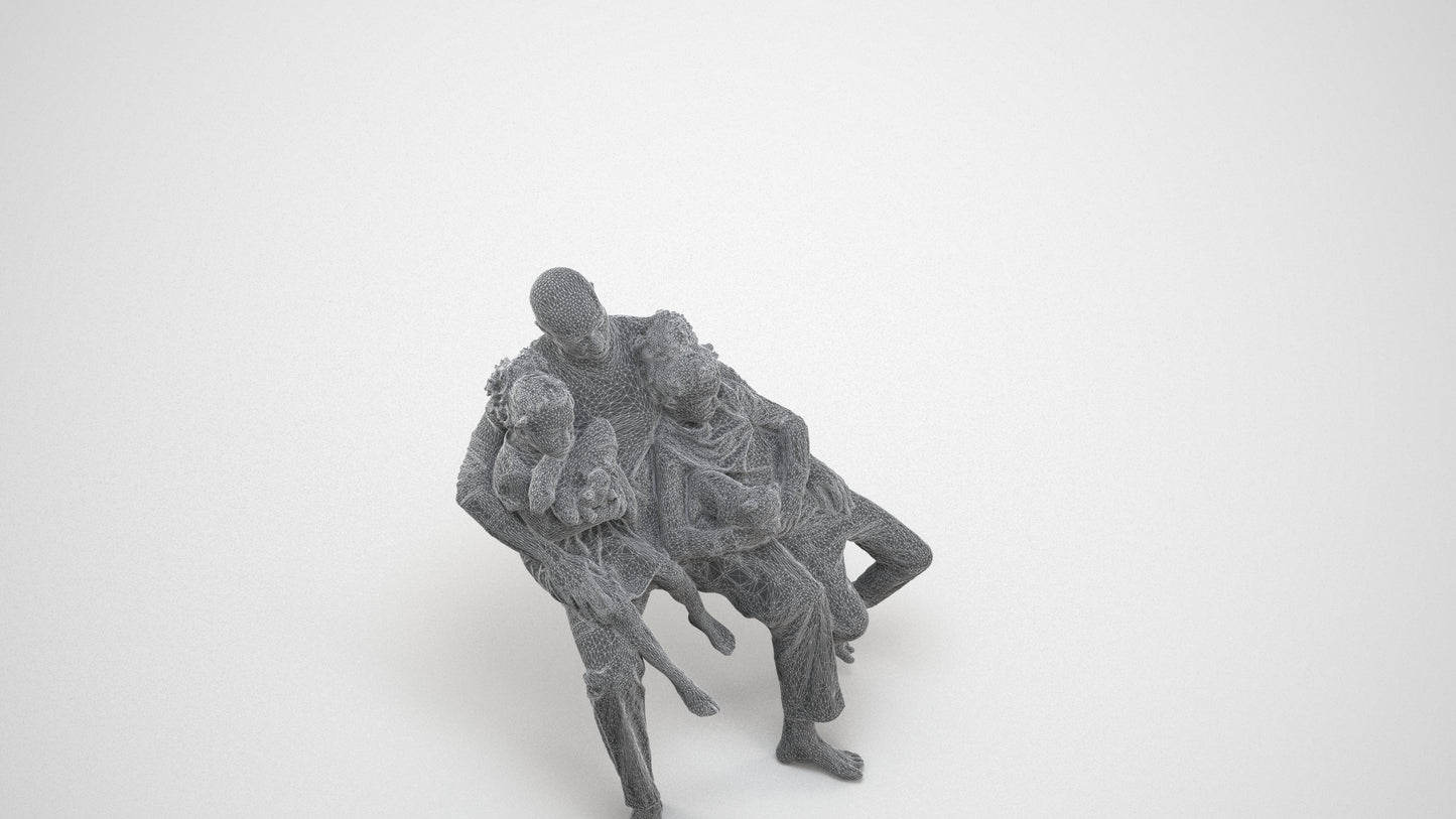 realistic 3D people girl kids, render-ready for V-Ray and Corona, FBX OBJ, wireframe three-quarter view