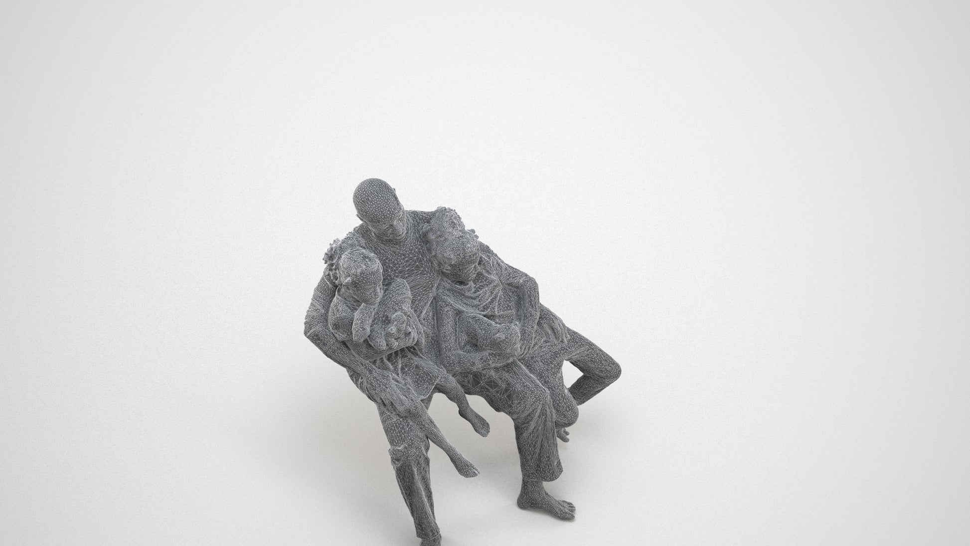 realistic 3D people girl kids, render-ready for V-Ray and Corona, FBX OBJ, wireframe three-quarter view