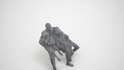 realistic 3D people girl kids, render-ready for V-Ray and Corona, FBX OBJ, wireframe three-quarter view