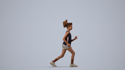 photogrammetry 3D girl sport kids, realistic human model archviz FBX, side view render
