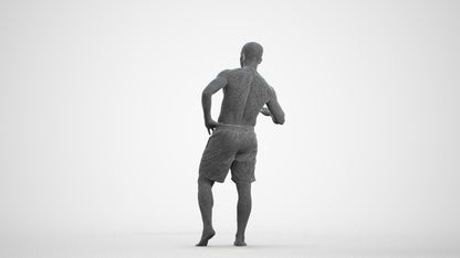 realistic 3D human man pool, archviz people FBX OBJ for Blender, wireframe front view
