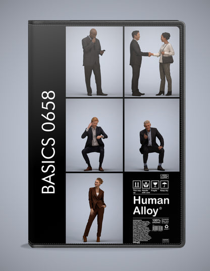 realistic 3D people business set, 5 render-ready models for V-Ray and Corona