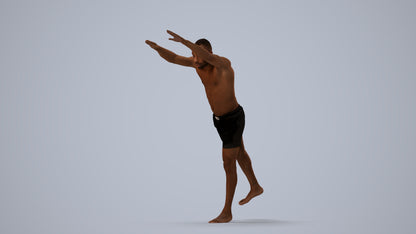 3D people model man pool, scanned human for 3ds Max rendering, three-quarter view render