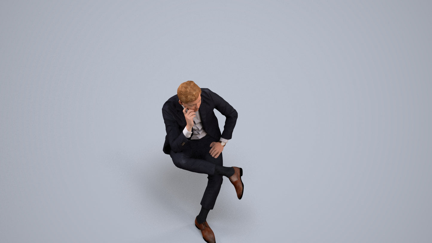 photogrammetry 3D man business, realistic human model archviz FBX, back view render
