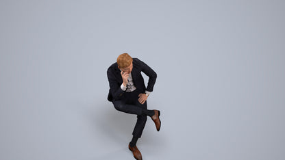 photogrammetry 3D man business, realistic human model archviz FBX, back view render