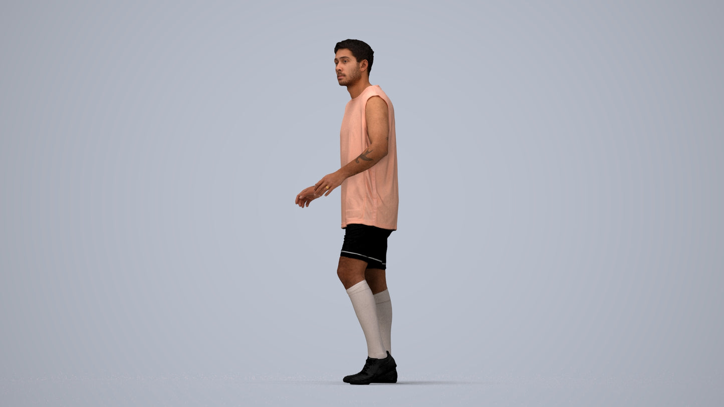 photogrammetry 3D man sport, realistic human model archviz FBX, top-down view render