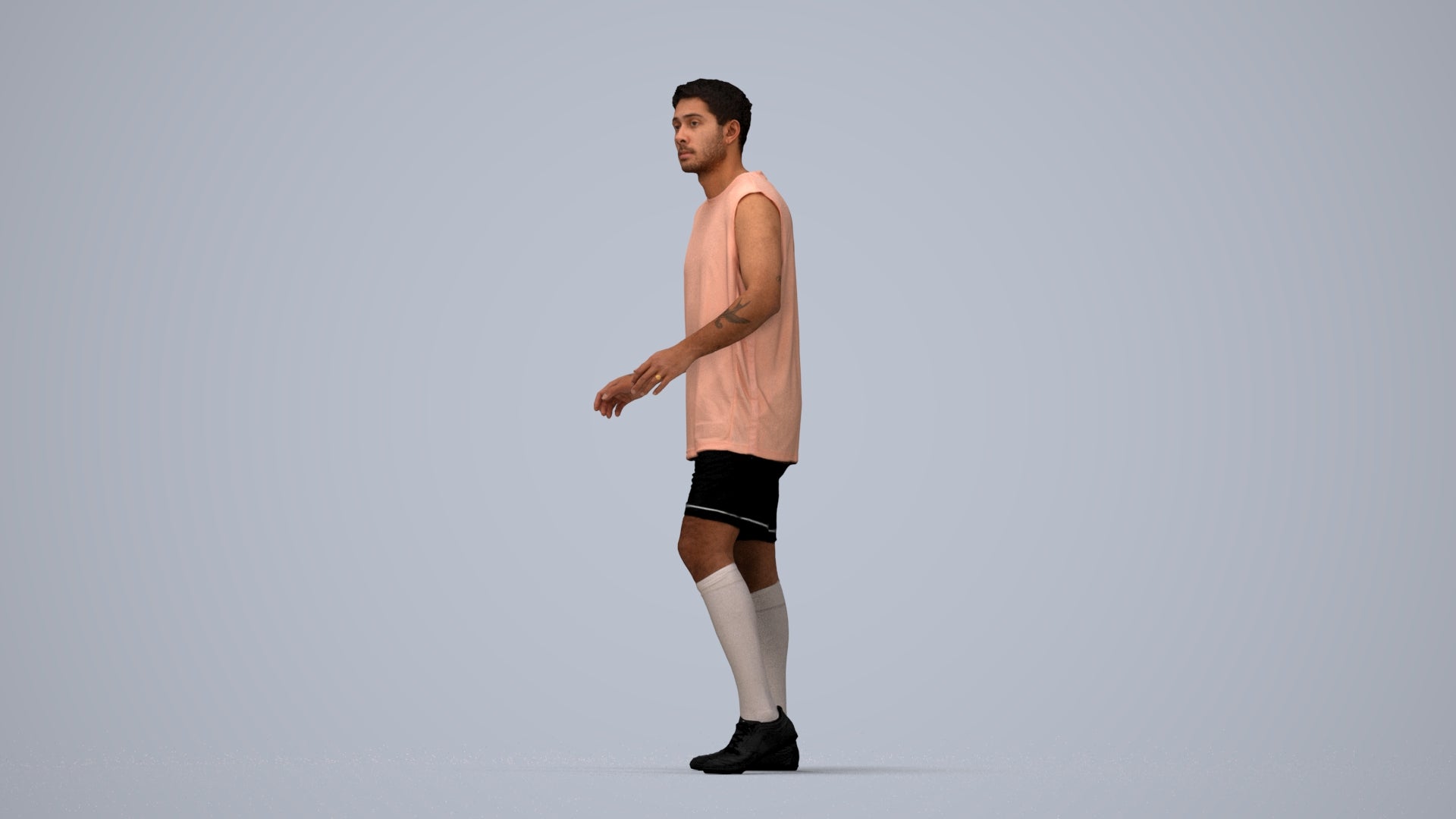 photogrammetry 3D man sport, realistic human model archviz FBX, top-down view render