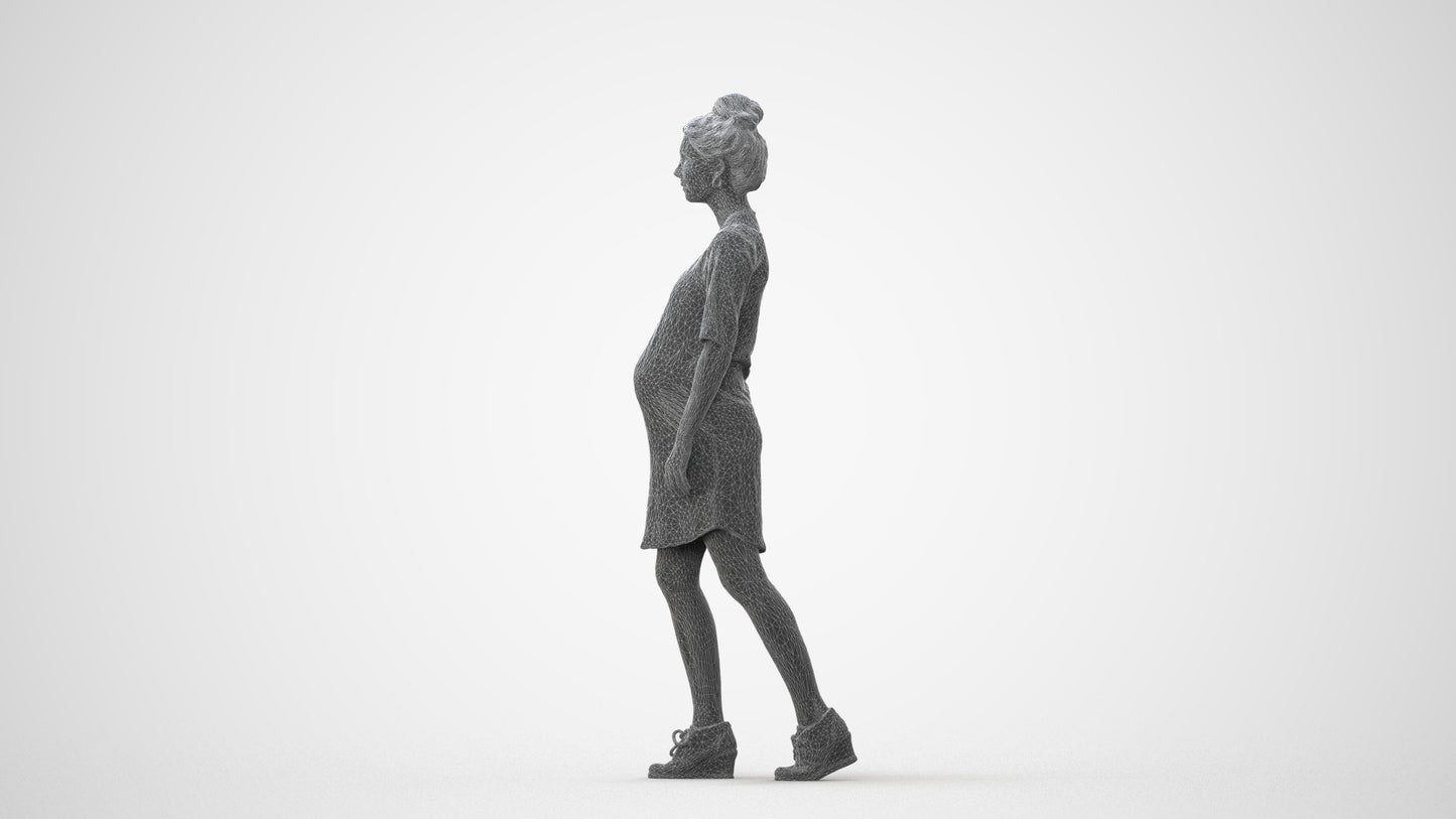 3D scanned woman walking casual, photorealistic archviz people for Enscape and SketchUp, square thumbnail