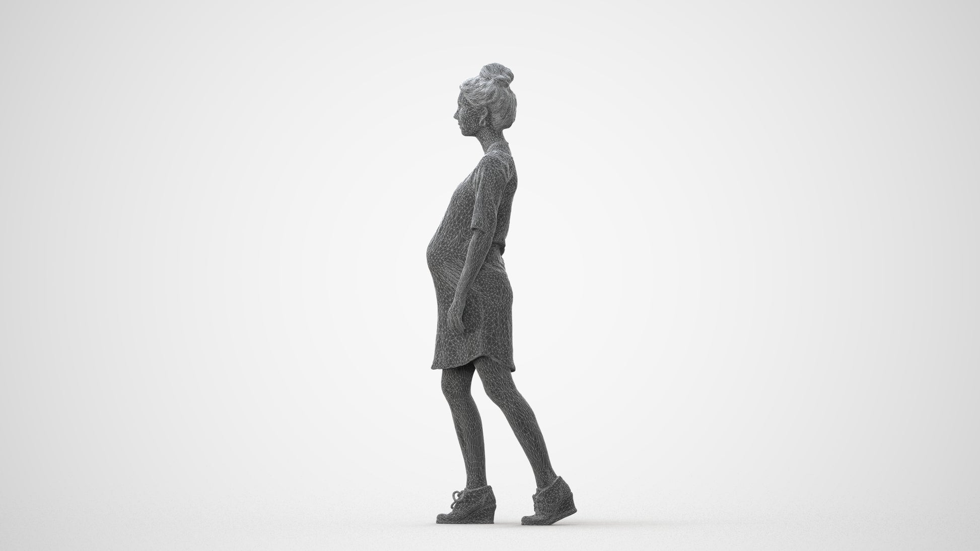 3D scanned woman walking casual, photorealistic archviz people for Enscape and SketchUp, square thumbnail