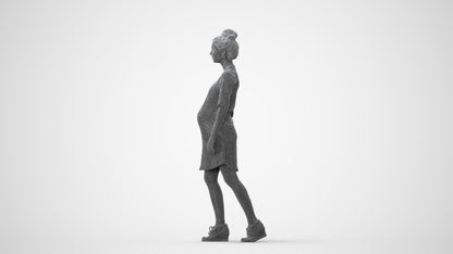 3D scanned woman walking casual, photorealistic archviz people for Enscape and SketchUp, square thumbnail