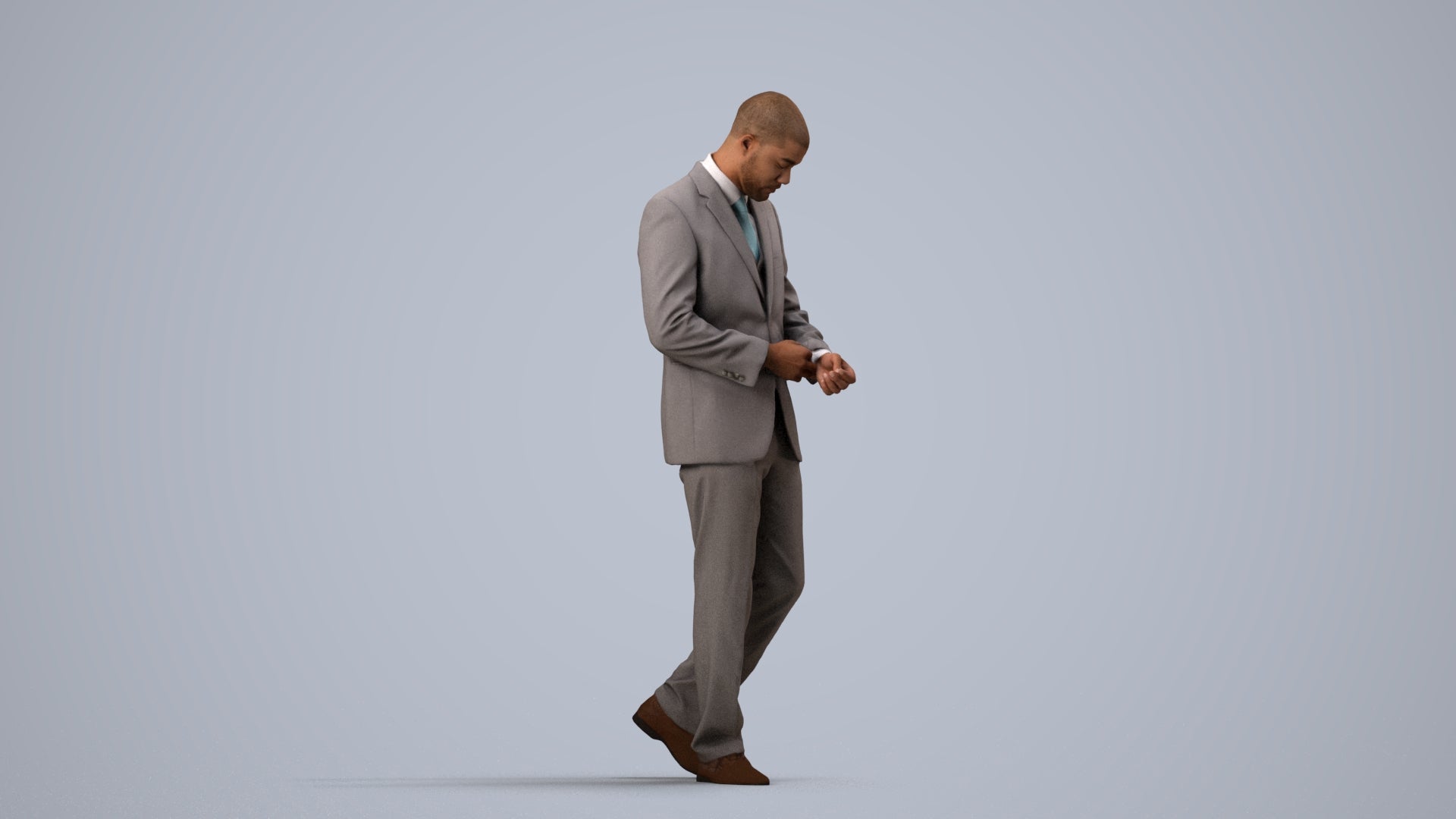 realistic 3D people man business, render-ready for V-Ray and Corona, FBX OBJ, side view render