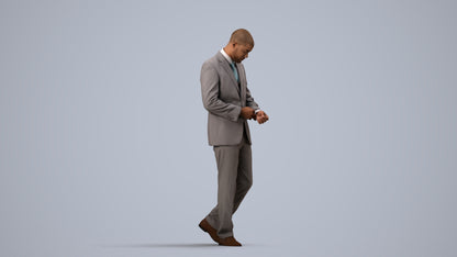 realistic 3D people man business, render-ready for V-Ray and Corona, FBX OBJ, side view render