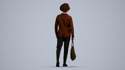 3D human model man business walking, photogrammetry scanned person for archviz, front view render