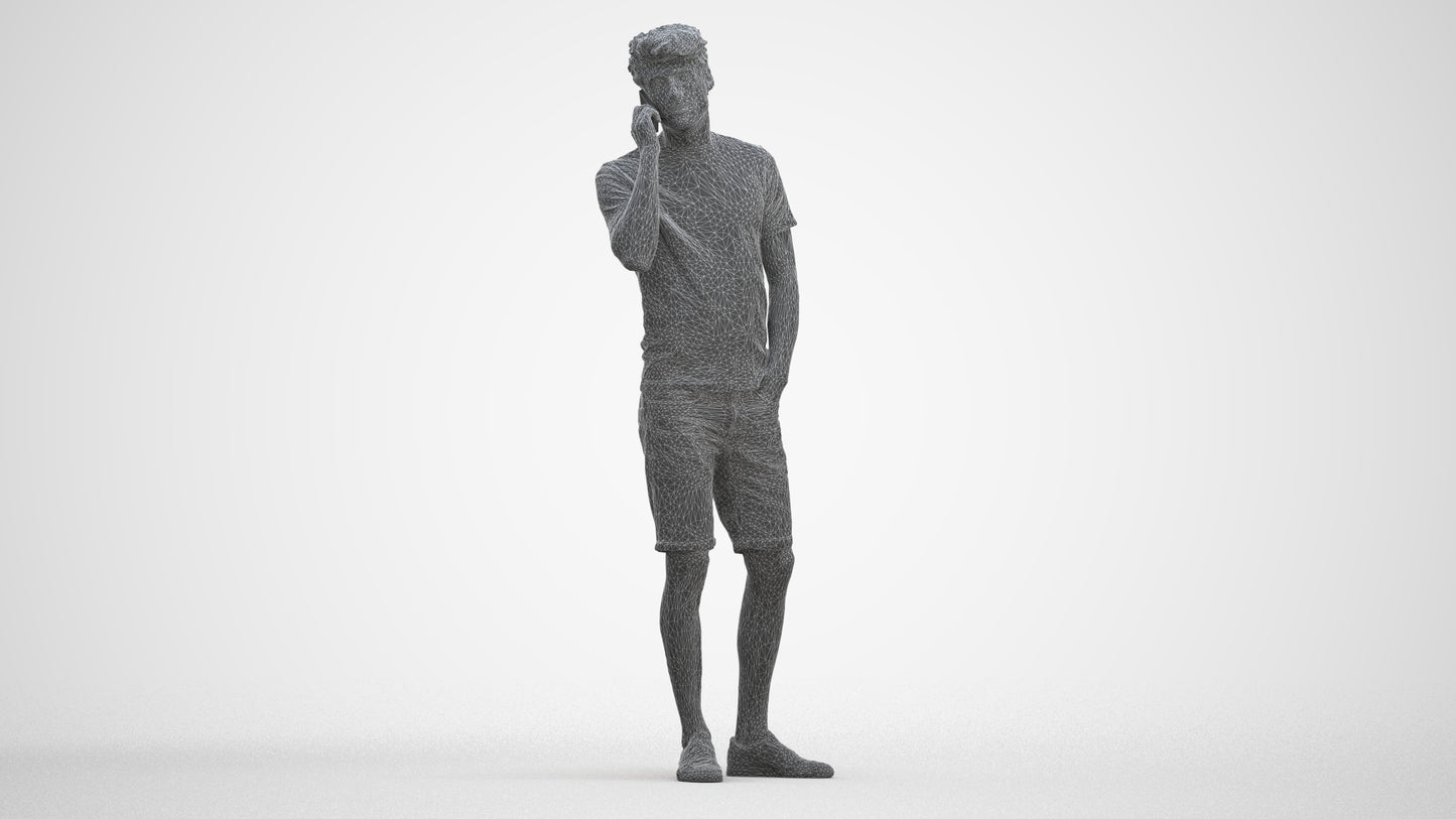 scanned 3D man casual standing, photogrammetry people for Enscape and V-Ray, three-quarter front view render