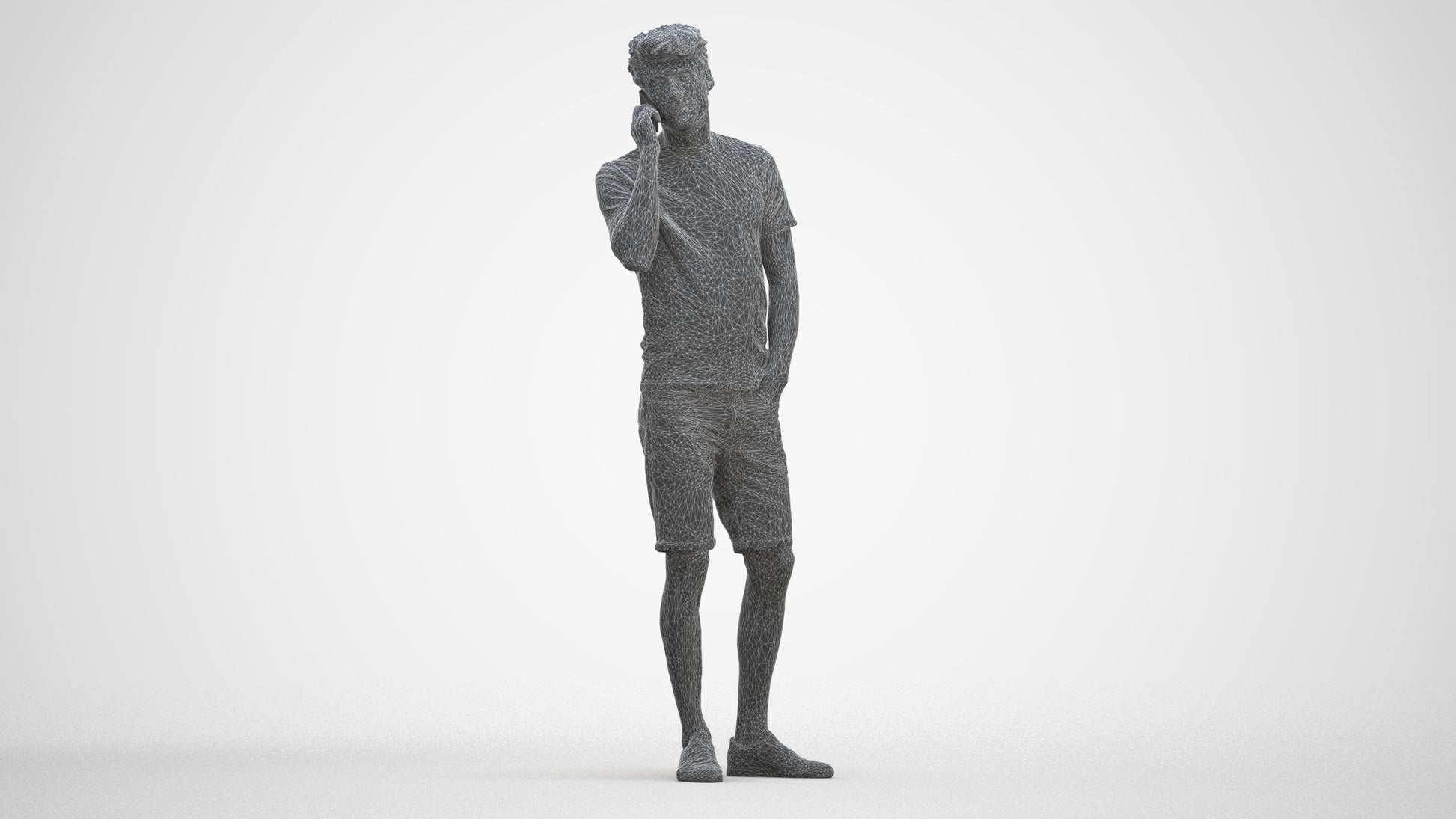 scanned 3D man casual standing, photogrammetry people for Enscape and V-Ray, three-quarter front view render