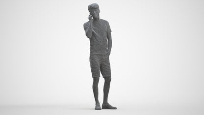 scanned 3D man casual standing, photogrammetry people for Enscape and V-Ray, three-quarter front view render