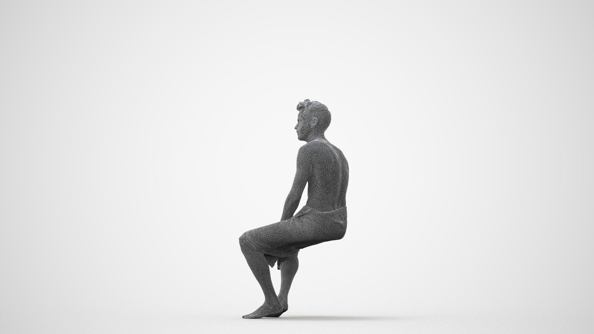 3D scanned man bathroom, photorealistic archviz people for Enscape and SketchUp, square thumbnail