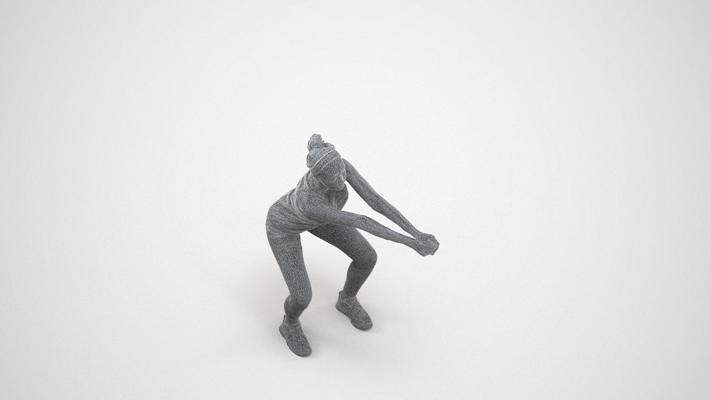 realistic 3D people girl sport, render-ready for V-Ray and Corona, FBX OBJ, wireframe three-quarter view