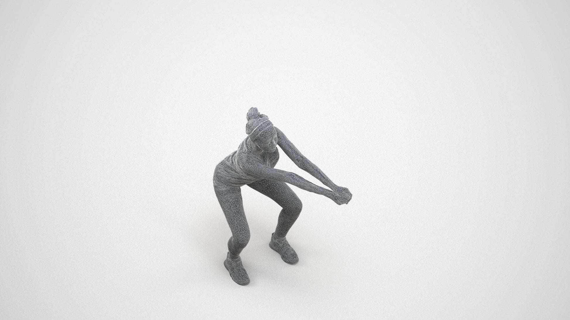 realistic 3D people girl sport, render-ready for V-Ray and Corona, FBX OBJ, wireframe three-quarter view