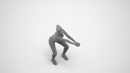 realistic 3D people girl sport, render-ready for V-Ray and Corona, FBX OBJ, wireframe three-quarter view
