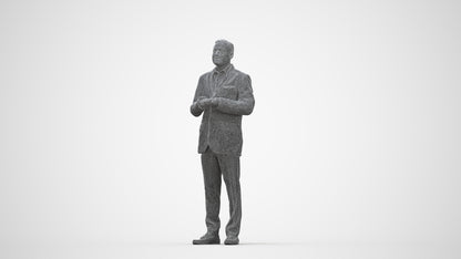 realistic 3D human man formal standing, archviz people FBX OBJ for Blender, wireframe back view