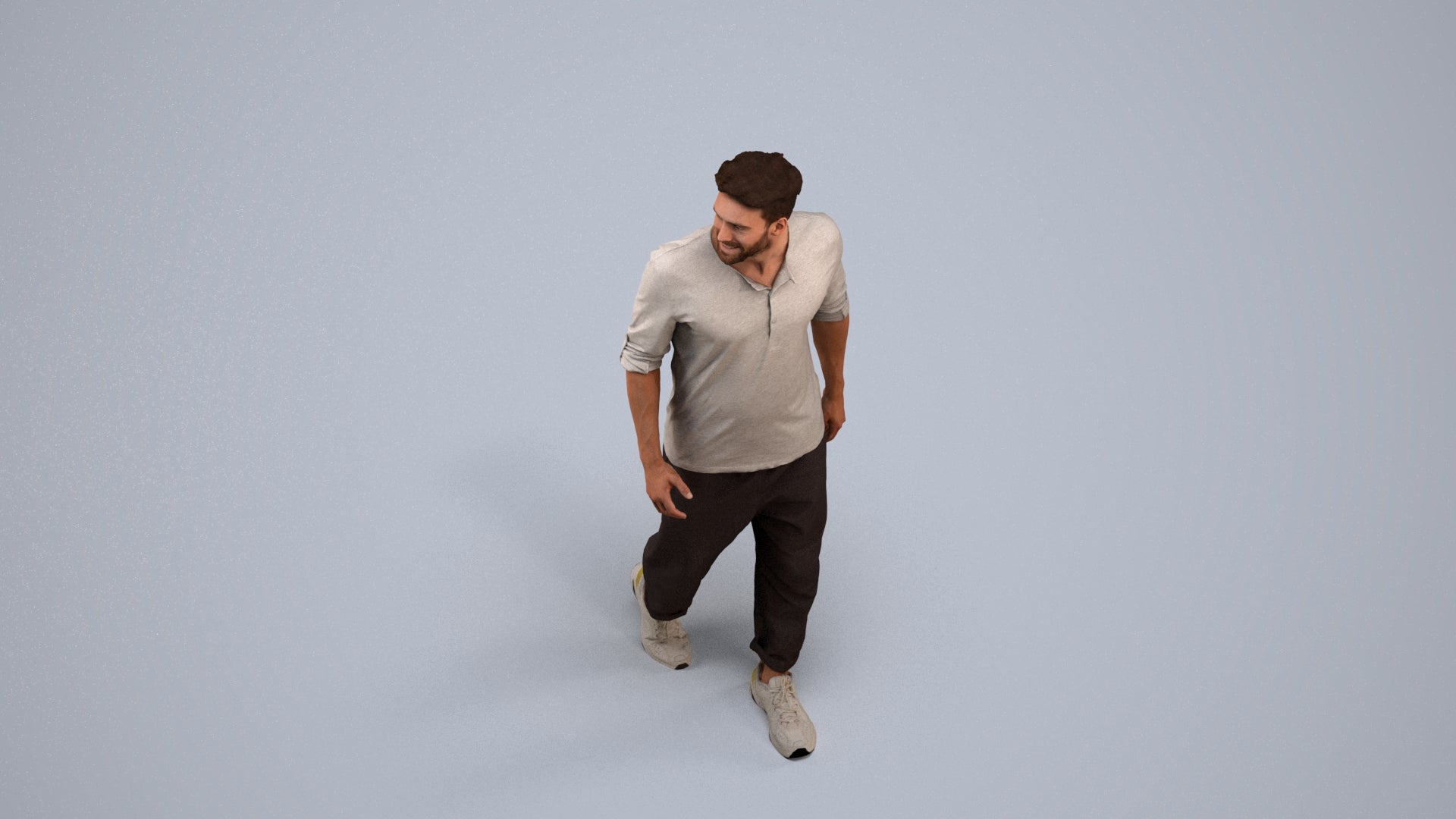 realistic 3D human man casual walking, archviz people FBX OBJ for Blender, back view render