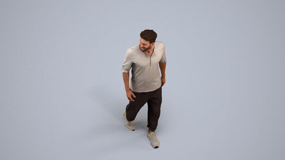 realistic 3D human man casual walking, archviz people FBX OBJ for Blender, back view render