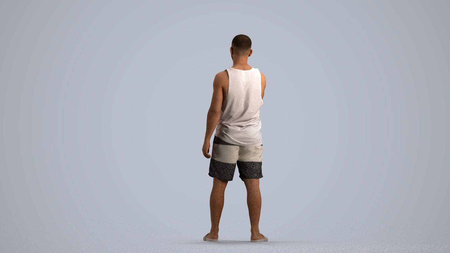 realistic 3D man standing, scanned archviz people for Blender and 3ds Max, front view render