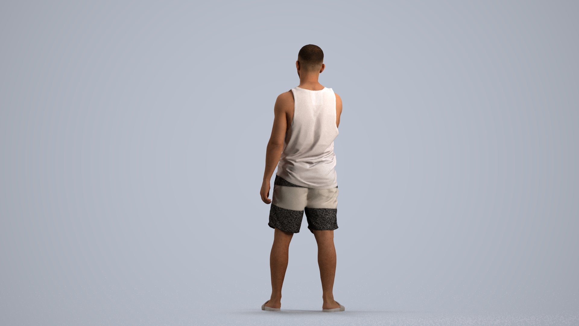 realistic 3D man standing, scanned archviz people for Blender and 3ds Max, front view render