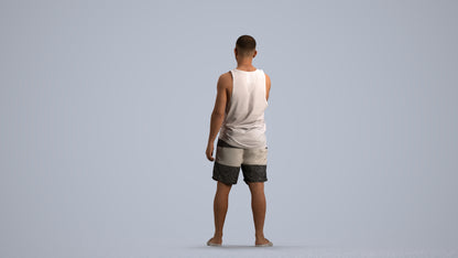 realistic 3D man standing, scanned archviz people for Blender and 3ds Max, front view render