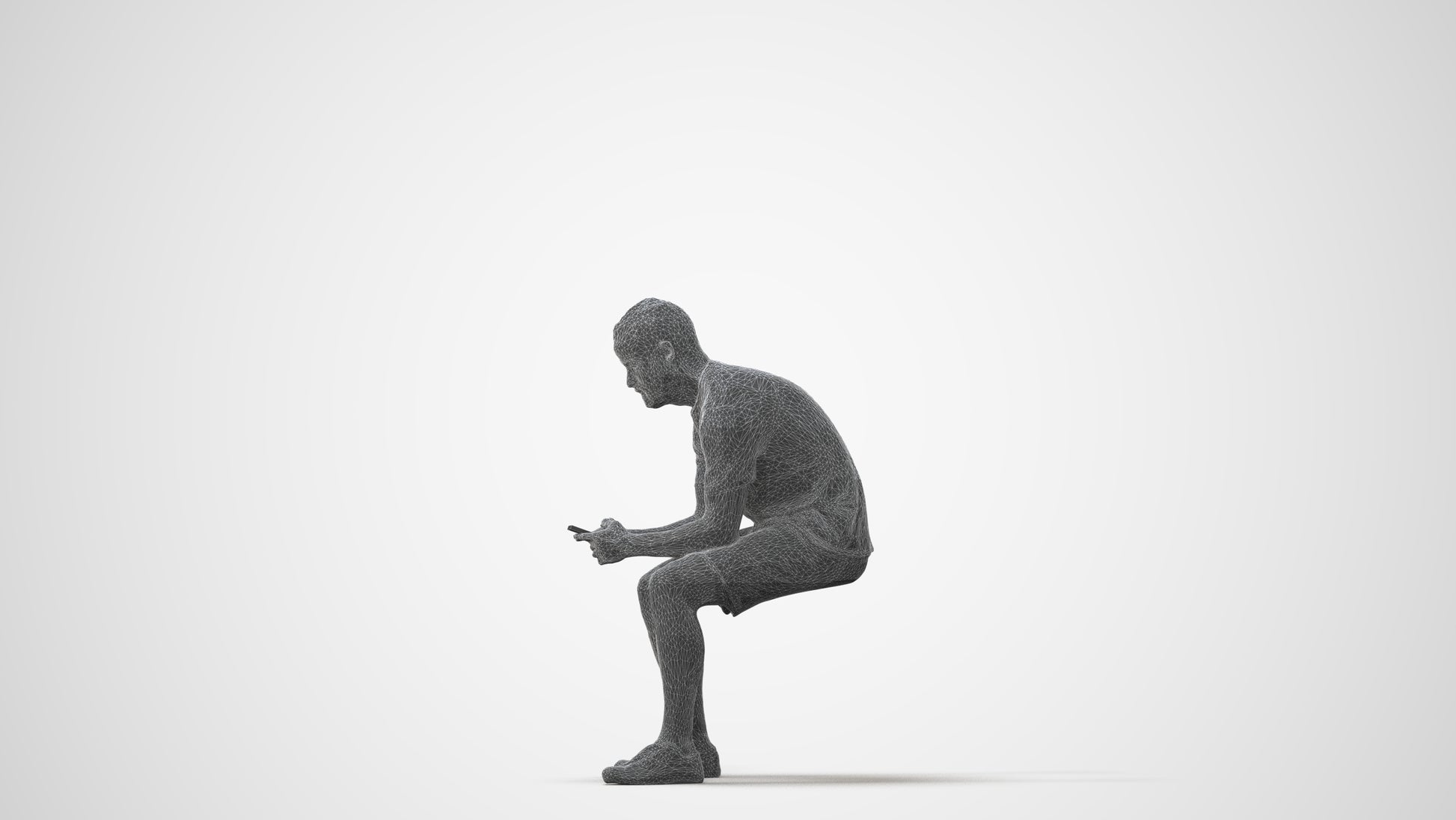 realistic 3D human man casual sitting, archviz people FBX OBJ for Blender, square thumbnail