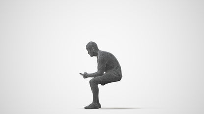 realistic 3D human man casual sitting, archviz people FBX OBJ for Blender, square thumbnail