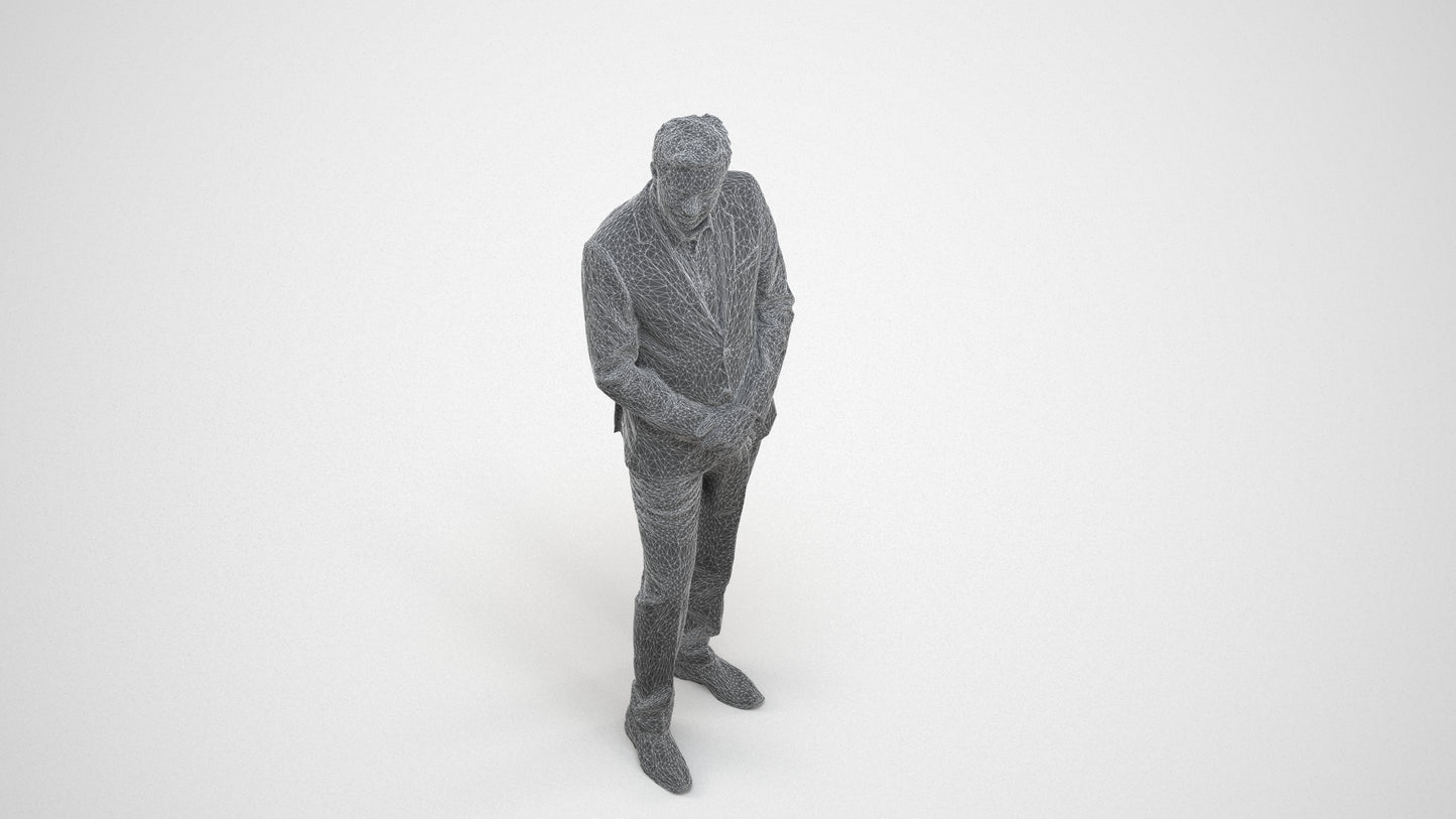 realistic 3D people man business, render-ready for V-Ray and Corona, FBX OBJ, wireframe three-quarter view