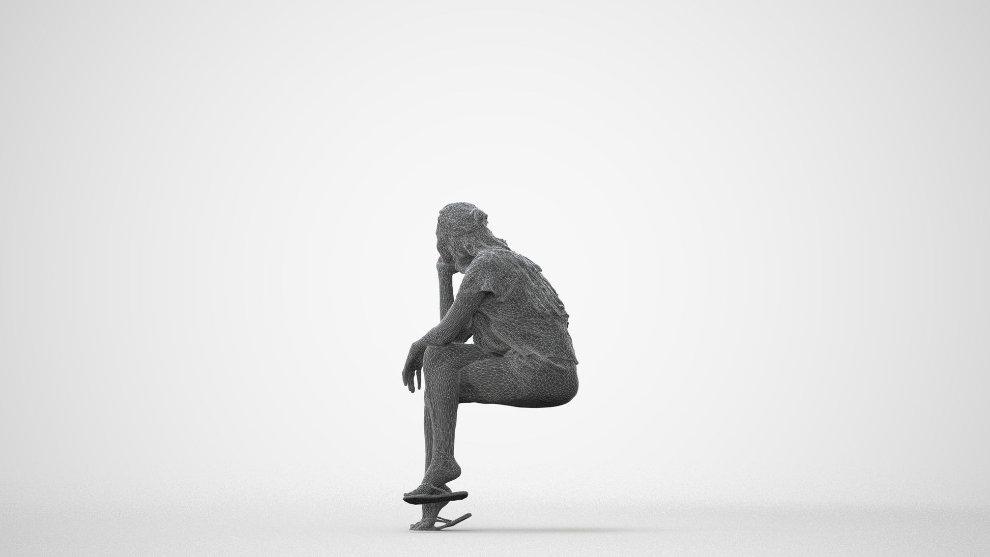 realistic 3D human woman casual sitting, archviz people FBX OBJ for Blender, square thumbnail