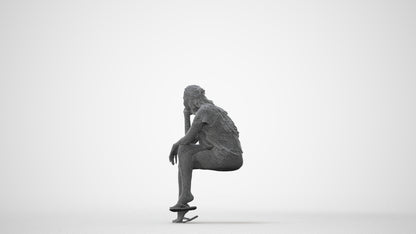 realistic 3D human woman casual sitting, archviz people FBX OBJ for Blender, square thumbnail
