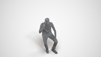 scanned 3D man casual sitting, photogrammetry people for Enscape and V-Ray, wireframe three-quarter view
