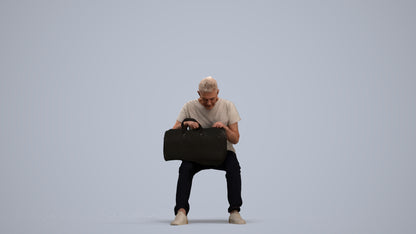realistic 3D people senior man casual sitting, render-ready for V-Ray and Corona, FBX OBJ, standing pose render