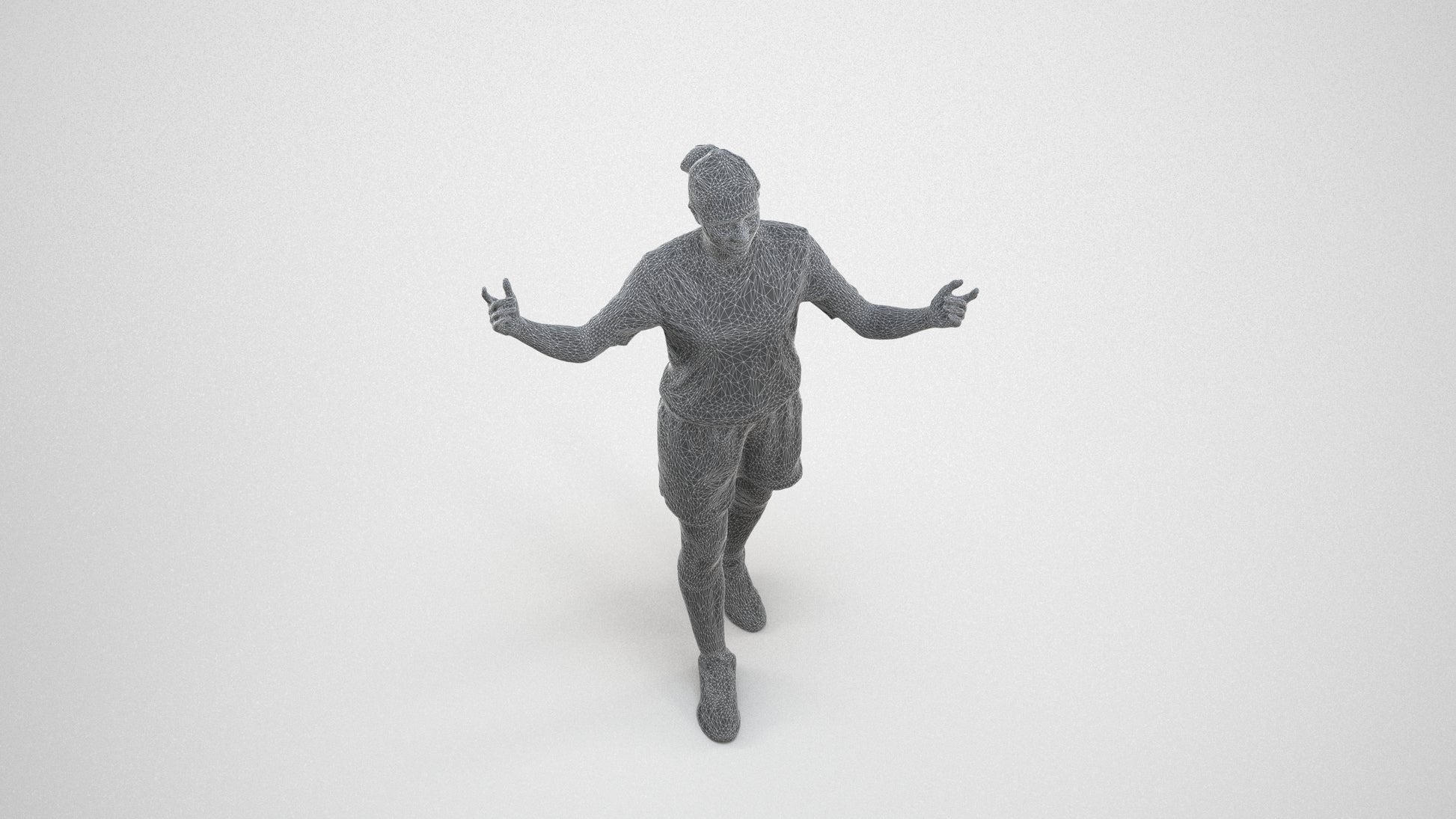 scanned 3D woman sport, photogrammetry people for Enscape and V-Ray, wireframe three-quarter view