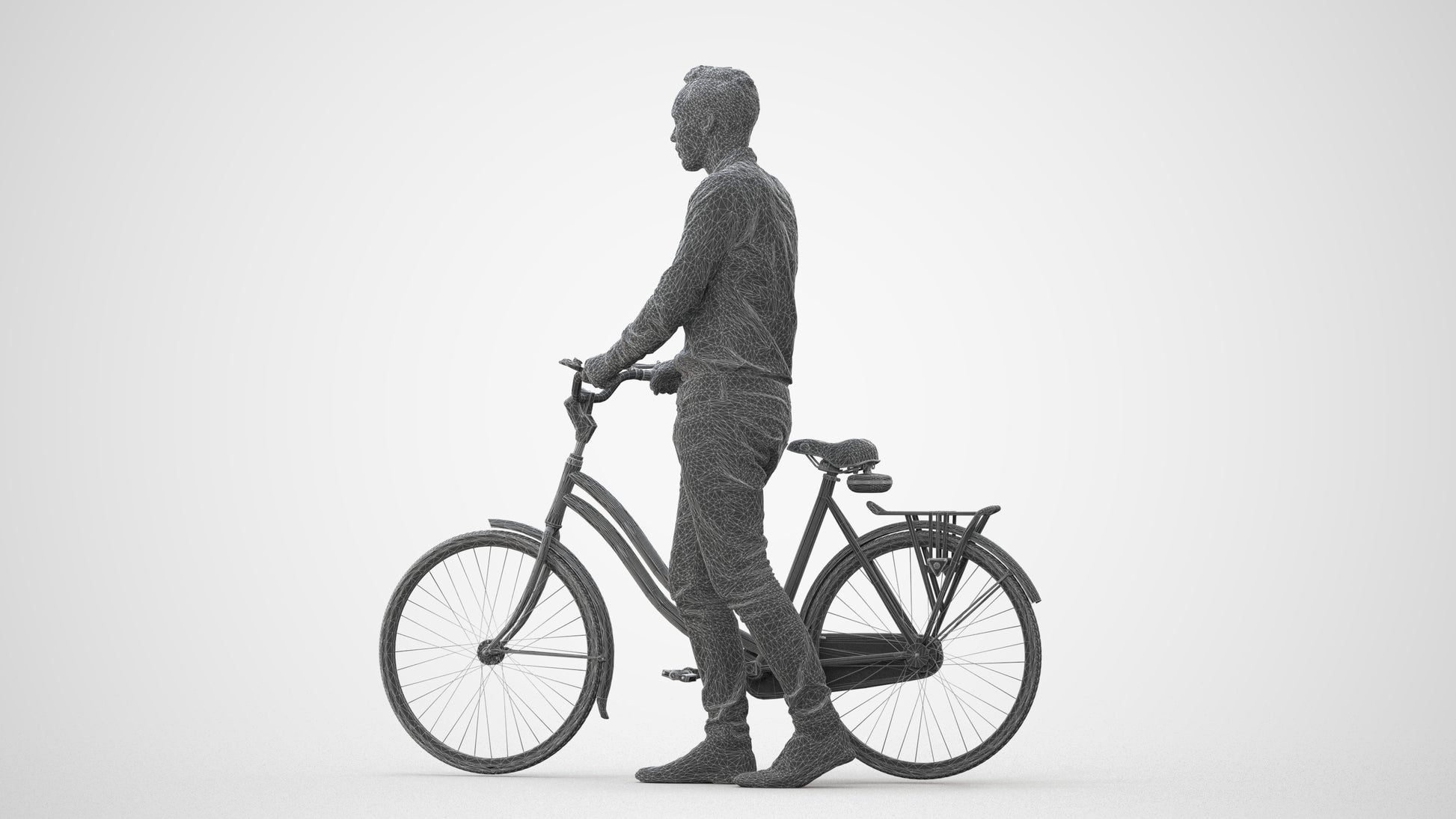 scanned 3D man casual cycling, photogrammetry people for Enscape and V-Ray, square thumbnail