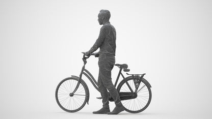 scanned 3D man casual cycling, photogrammetry people for Enscape and V-Ray, square thumbnail